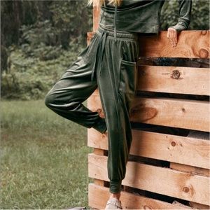 Aerie Offline velour joggers in sage green